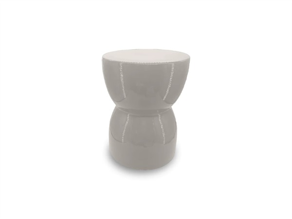 WD LIFESTYLE Sgabello in ceramica crema, Ø 33 cm