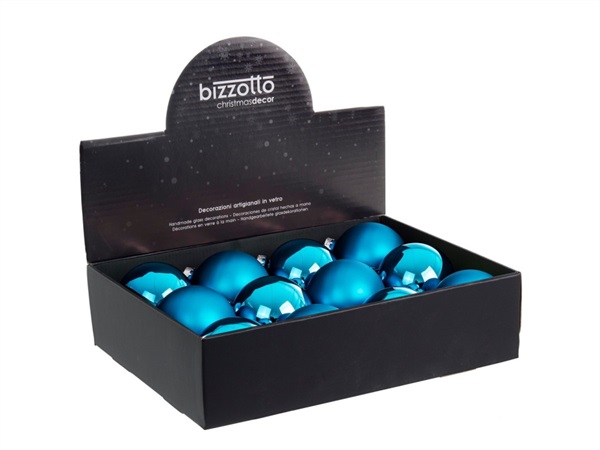 BIZZOTTO Sfera in vetro blu oceano, Ø 8 cm, colori assortiti