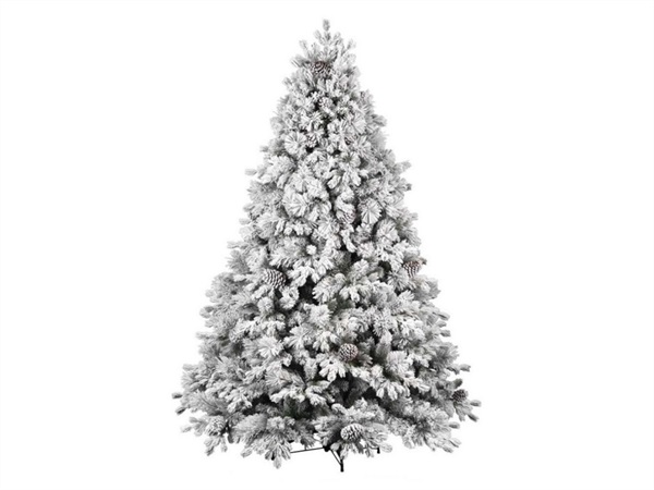 FLORA S.R.L. Stella floccato, albero di natale con pigne - 210 cm