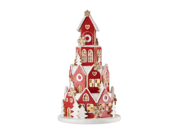 L'OCA NERA Gingerbread village, villaggio pan di zenzero con luce led Ø24x41h cm