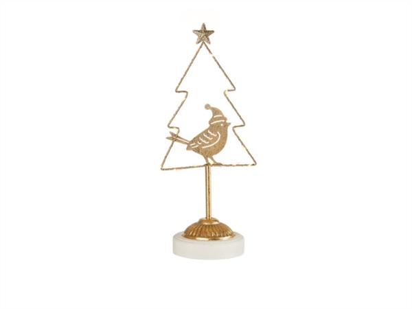 L'OCA NERA Segni di luce, albero con uccellino con luce led 14x10x33h cm
