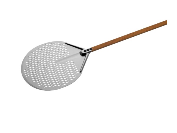 Gi.metal pala per pizza tonda forata in alluminio anodizzato - ø36 cm  lunghezza manico 150 cm