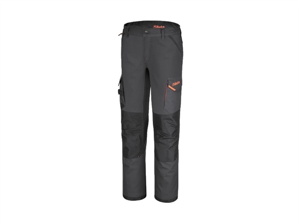 BETA UTENSILI Pantaloni da lavoro multitasche con inserti in tessuto elasticizzato, grigio/nero