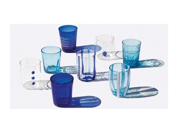 ZAFFERANO S.R.L. Melting pot, set 6 bicchieri assortiti blu e acquamarina