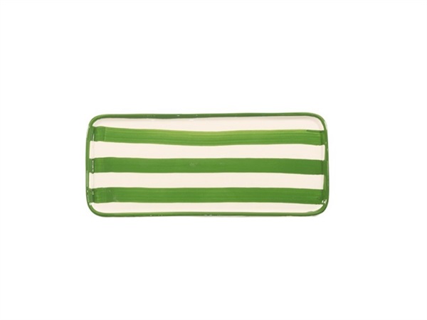 ZAFFERANO S.R.L. Lido, piatto rettangolare righe verde 26,5x11,5 cm