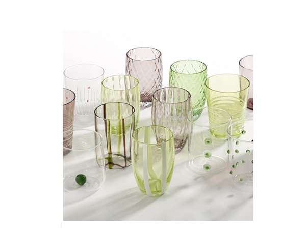 ZAFFERANO S.R.L. Melting pot, set 6 bicchieri assortiti verde e ametista
