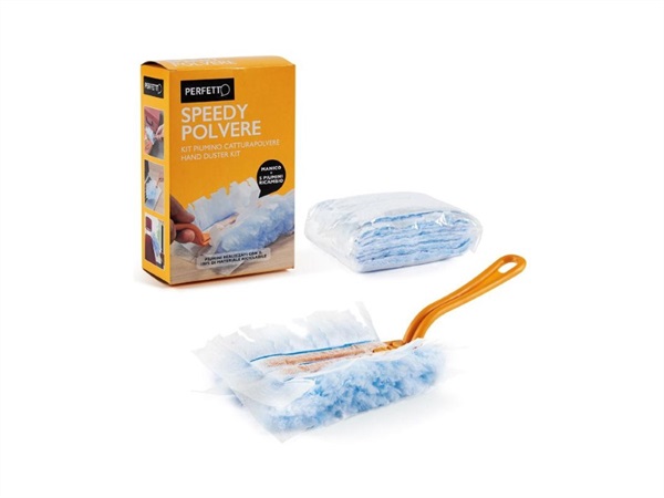 PERFETTO Kit piumino catturapolvere - manico con 5 piumini ricambio