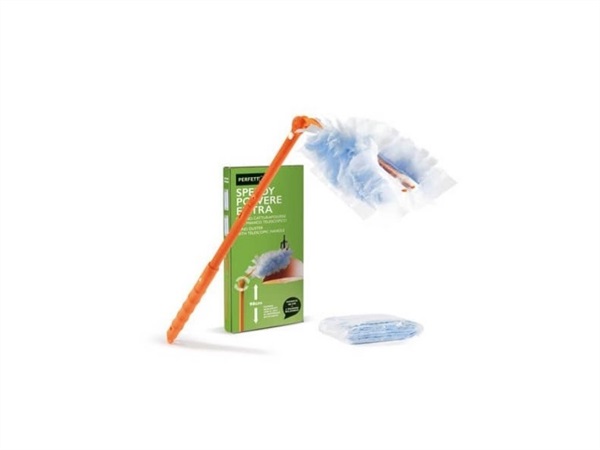 PERFETTO Kit piumino catturapolvere - manico 90 cm con 2 piumini ricambio