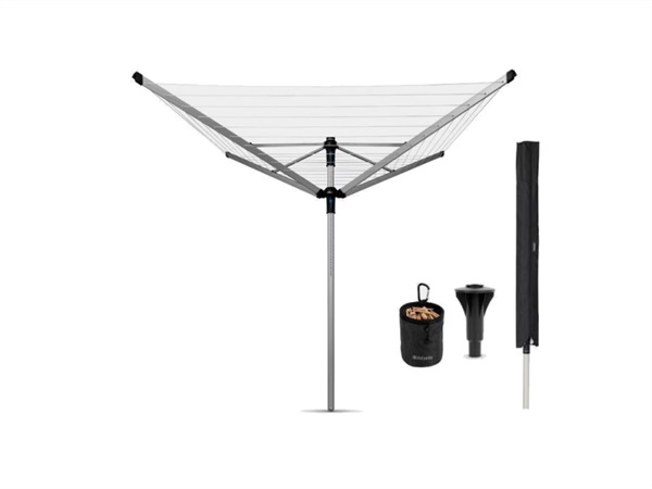 BRABANTIA Lift-o-matic advance, stendibiancheria ad ombrello con accessori, 50 m, metallic grey