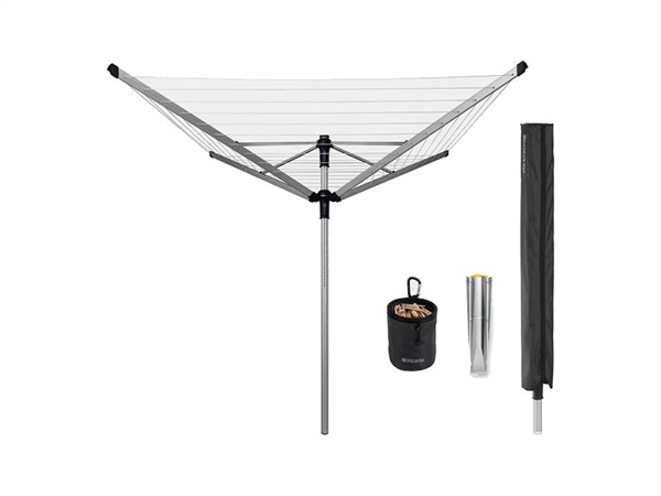BRABANTIA Lift-o-matic advance, stendibiancheria ad ombrello con accessori, 60 m, metallic grey