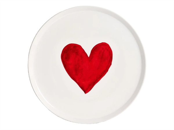 SIMPLE DAY LIVING & LIFESTYLE Piatto pizza Cuore acquerello, Ø 31,5 cm