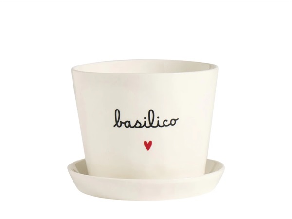 SIMPLE DAY LIVING & LIFESTYLE Vaso Basilico cuore, con sottovaso