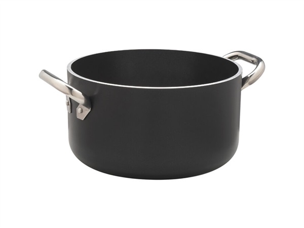 PENTOLE AGNELLI Casseruola antiaderente induzione AlBlack alta in alluminio 5mm 2 maniglie - 32 cm