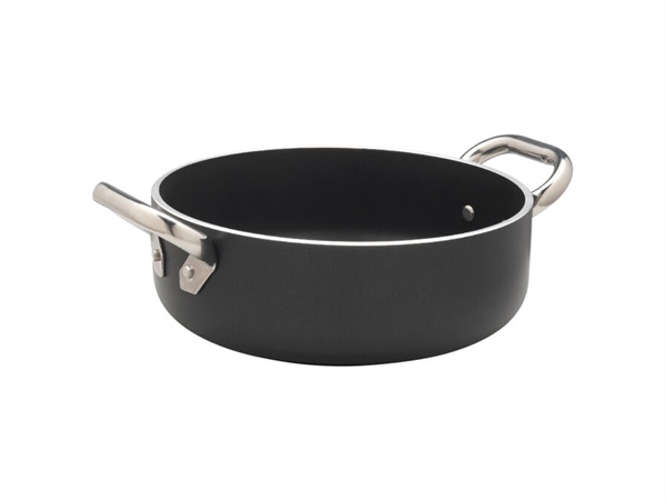 PENTOLE AGNELLI Casseruola antiaderente induzione AlBlack bassa in alluminio 5mm 2 maniglie - 24 cm