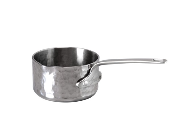 PENTOLE AGNELLI Casseruolino in aluinox 3ply martellato con beccuccio a dx 1 manico 1907 - Ø 07 cm