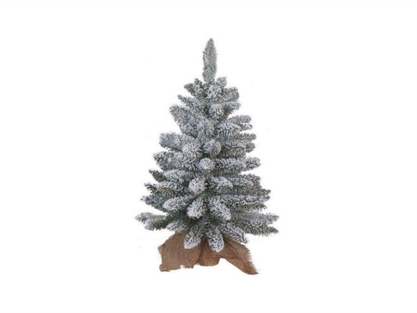 FLORA S.R.L. Pinetto innevato in pvc con base in juta, 60 cm