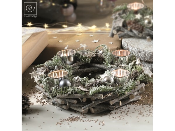 MASCAGNI Portacandela multiplo tondo in rovere con t-lights led, Mascagni