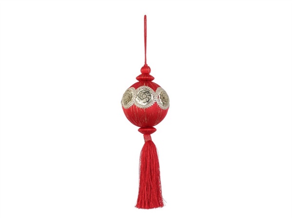 BIZZOTTO Sfera enchanted rosso con nappa, Ø8,5 cm