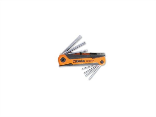 BETA UTENSILI SET 7 CHIAVI  MASCHIO ESAGONALE PIEGATE CROMATE, CON SUPPORTO DI PLASTICA 96/BGS7