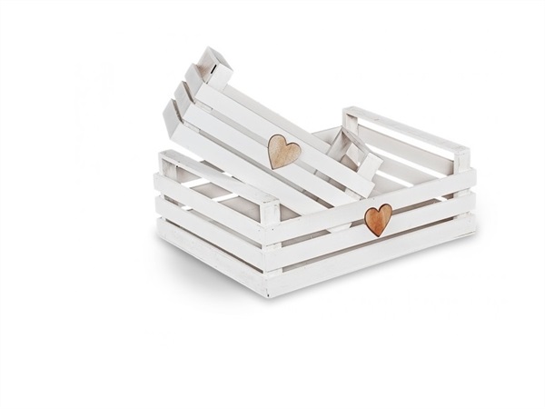 DISRAELI HOME DECOR Cassetta in legno con cuore, bianca