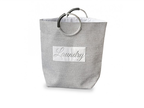 DISRAELI HOME DECOR Borsa portabiancheria Laundry con manici in tessuto, grigio 36x30xh56 cm