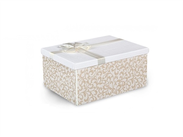 DISRAELI HOME DECOR Scatola regalo rettangolare pieghevole, crema, 41X31XH19 cm