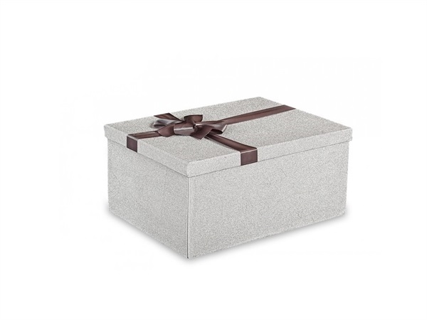 DISRAELI HOME DECOR Scatola regalo rettangolare pieghevole, grigio/marrone, 41X31XH19 cm