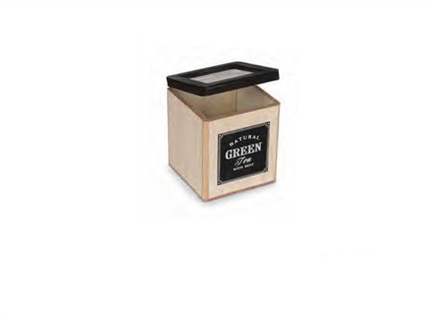 DISRAELI HOME DECOR Scatola cucina scritta Natural Green Tea, 10x10x11 cm