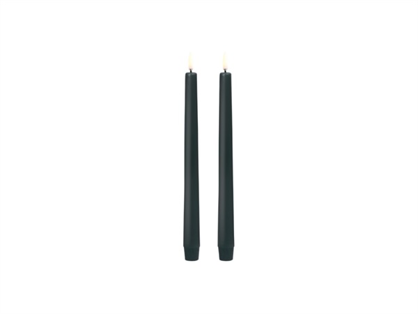 UYUNI LIGHTING Smooth, set 2 candele coniche, pine green, 2,3x25 cm
