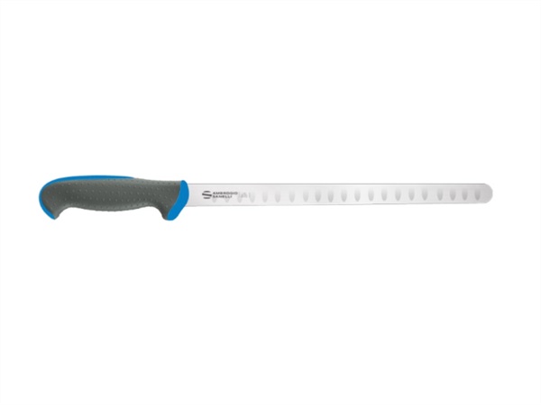 AMBROGIO SANELLI Tecna colore - coltello salmone, lama alveolata, blu, 32 cm