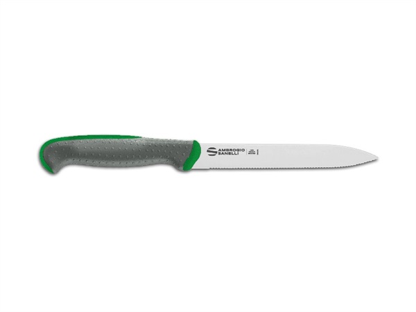 AMBROGIO SANELLI Tecna colore - coltello multiuso lama dentata, verde, 14 cm