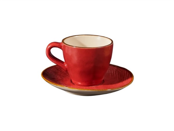 NOVITA' HOME Mediterraneo, tazza caffè con piattino rosso