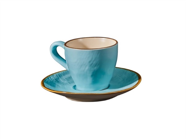 NOVITA' HOME Mediterraneo, tazza caffè con piattino turchese