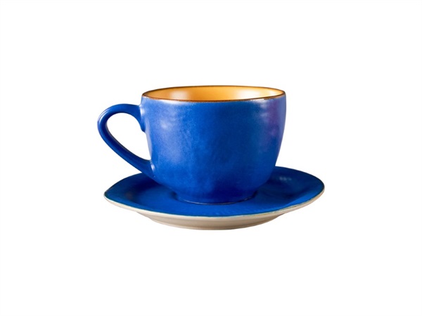 NOVITA' HOME Mediterraneo, tazza macchiato con piattino blu