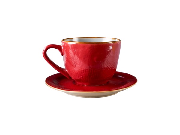 NOVITA' HOME Mediterraneo, tazza macchiato con piattino rosso
