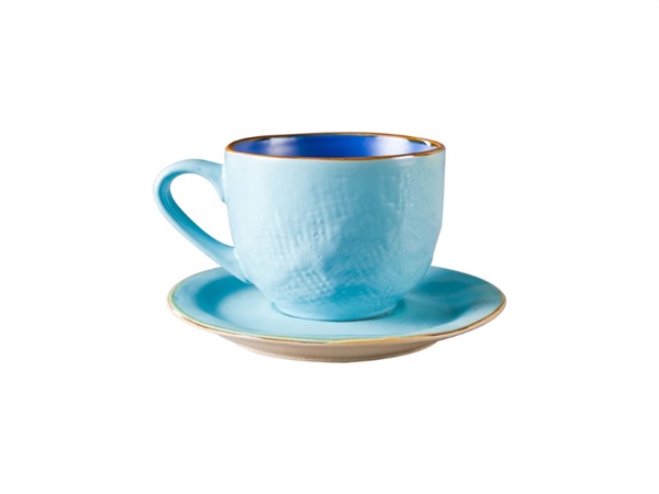 NOVITA' HOME Mediterraneo, tazza macchiato con piattino turchese