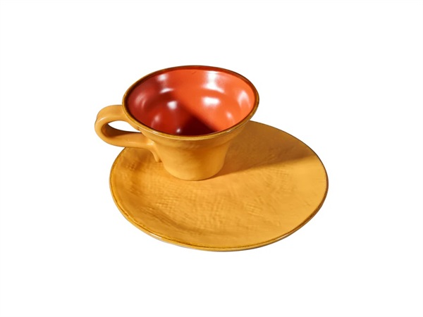 NOVITA' HOME Mediterraneo, tazza svasata con piattino giallo