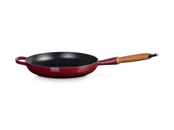 LE CREUSET Evolution, padella con manico in legno in ghisa vetrificata 28 cm - garnet