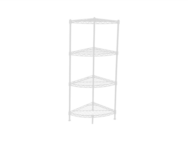 VERDELOOK Scaffale a filo angolare, 4 ripiani, 46x46x140h cm - bianco