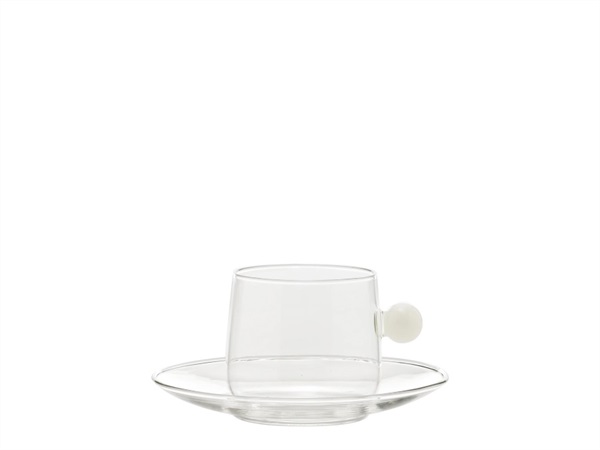ZAFFERANO S.R.L. Bilia, tazza da tè con piattino trasparente/bianco 22 cl