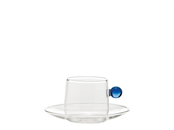 ZAFFERANO S.R.L. Bilia, tazza da tè con piattino trasparente/blu 22 cl