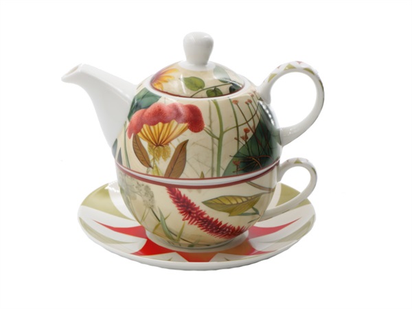 ROSE & TULIPANI Mirabilia, tea4one con piattino rosso 300 ml