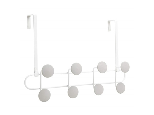 Appendiabiti da parete/porta Yook, 8 ganci grigio-bianco