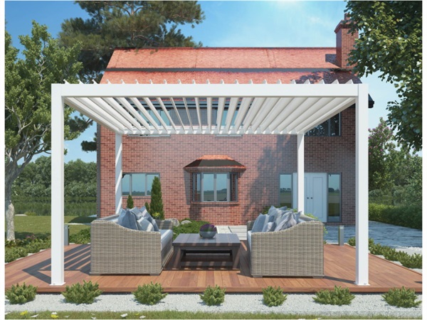 MAGAZZINI COSMA S.P.A. Pergola bioclimatica motorizzata bianca con led, 4x4