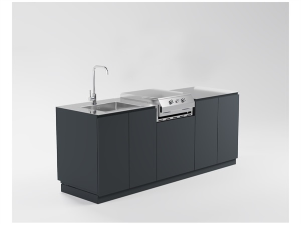 FLAMINIA OUTDOOR Cucina economica da esterno, ral 7016, con bbq elettrico