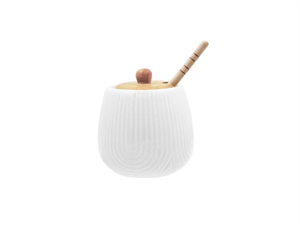 LA PORCELLANA BIANCA Intavola, mieliera righe con coperchio, 250 ml