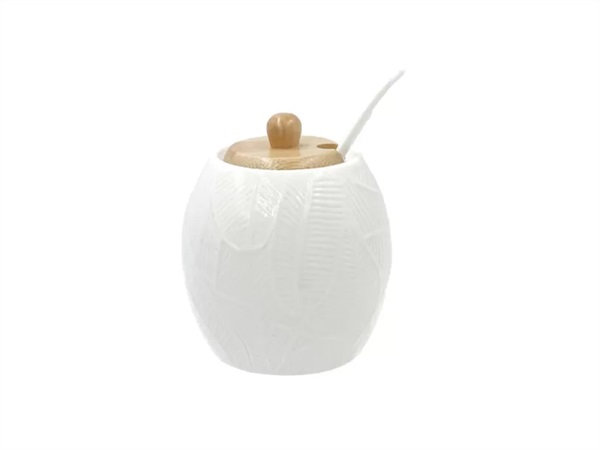 LA PORCELLANA BIANCA Intavola, zuccheriera foglie con coperchio, 250 ml