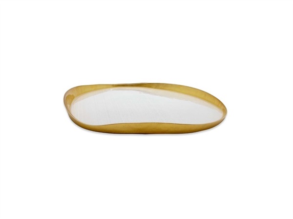 WD LIFESTYLE Piatto panettone in vetro colorato Perla/Oro Ø32 cm