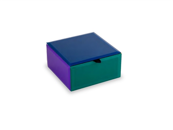 WD LIFESTYLE Cofanetto in vetro blu 11,5x11,5x6 cm