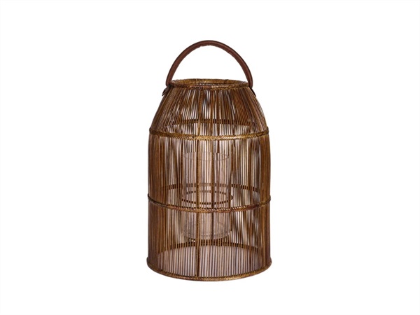 SIMPLE DAY LIVING & LIFESTYLE Lanterna Rangoon in rattan e bambù naturale, 25x37 cm